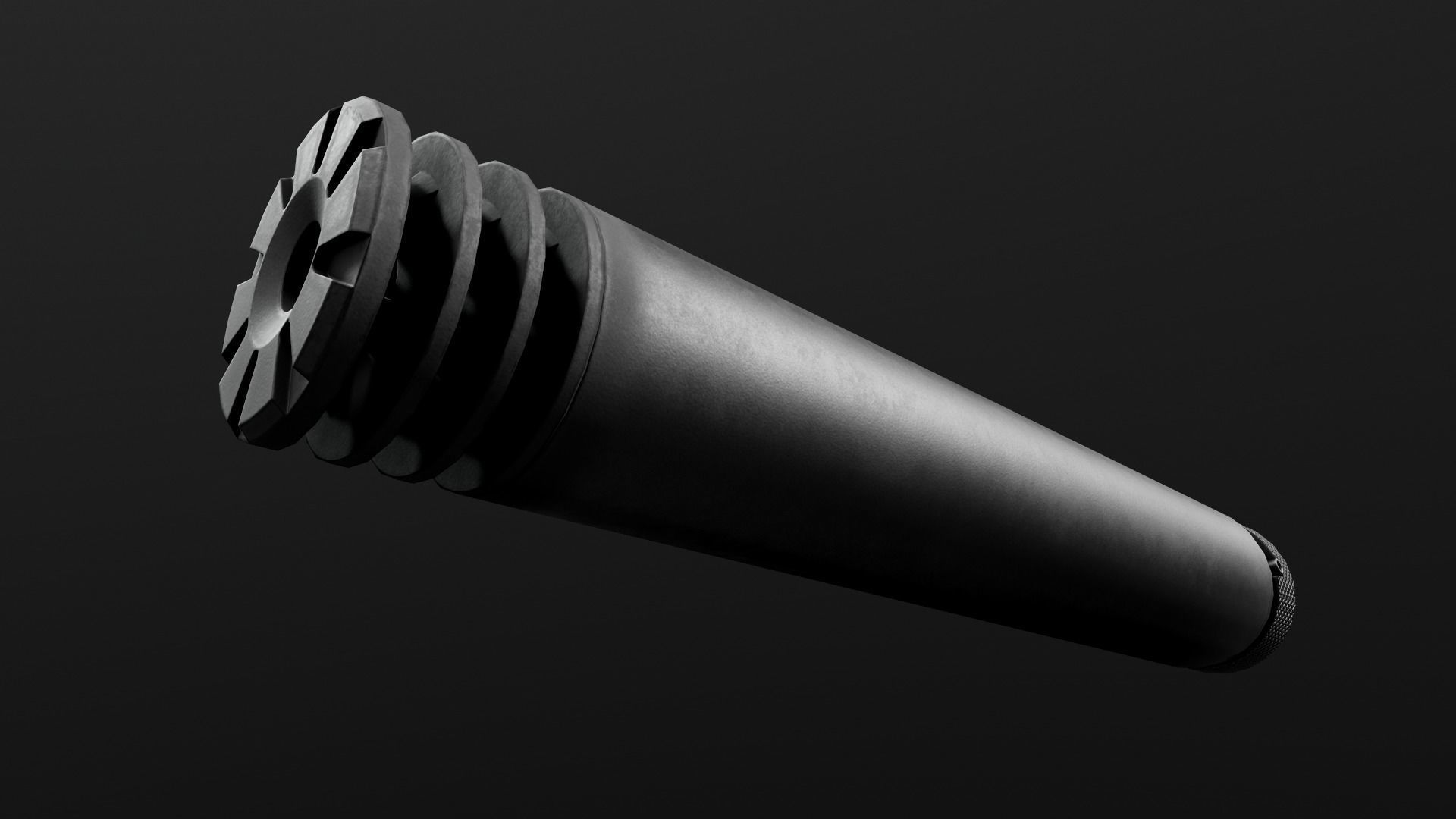 SilencerCo Harvester 338 Suppressor and ASR Muzzle Brake Low-poly 3D model_14