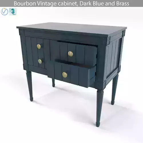 MADE Bourbon Vintage cabinet Dark Blue and Brass