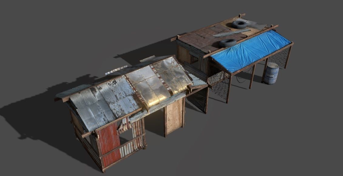Lowpoly shanty houses Low-poly 3D model_9