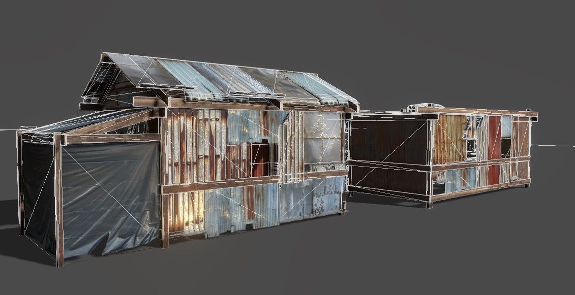 Lowpoly shanty houses Low-poly 3D model_11