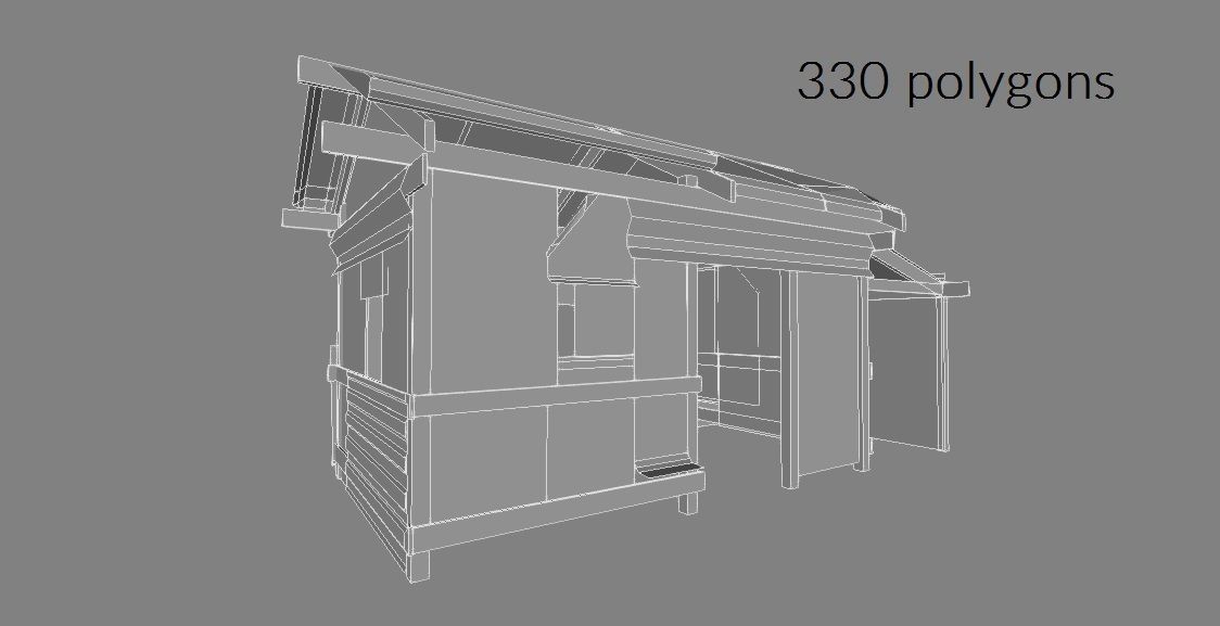 Lowpoly shanty houses Low-poly 3D model_2