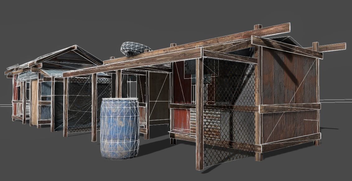 Lowpoly shanty houses Low-poly 3D model_8