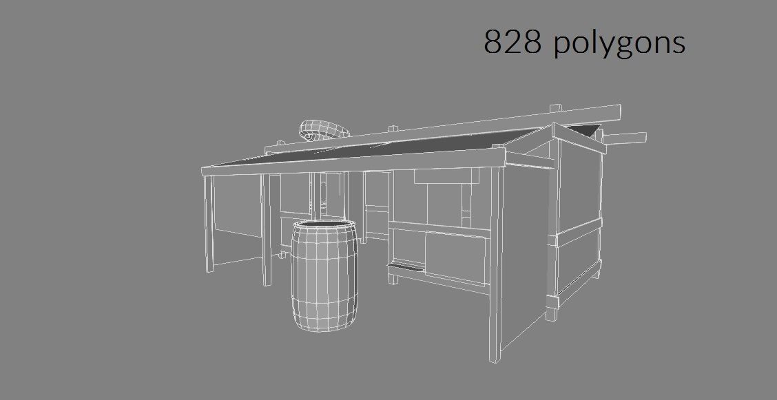 Lowpoly shanty houses Low-poly 3D model_3
