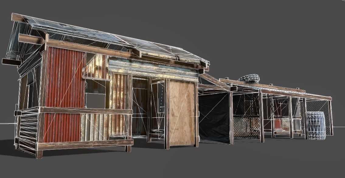 Lowpoly shanty houses Low-poly 3D model_1