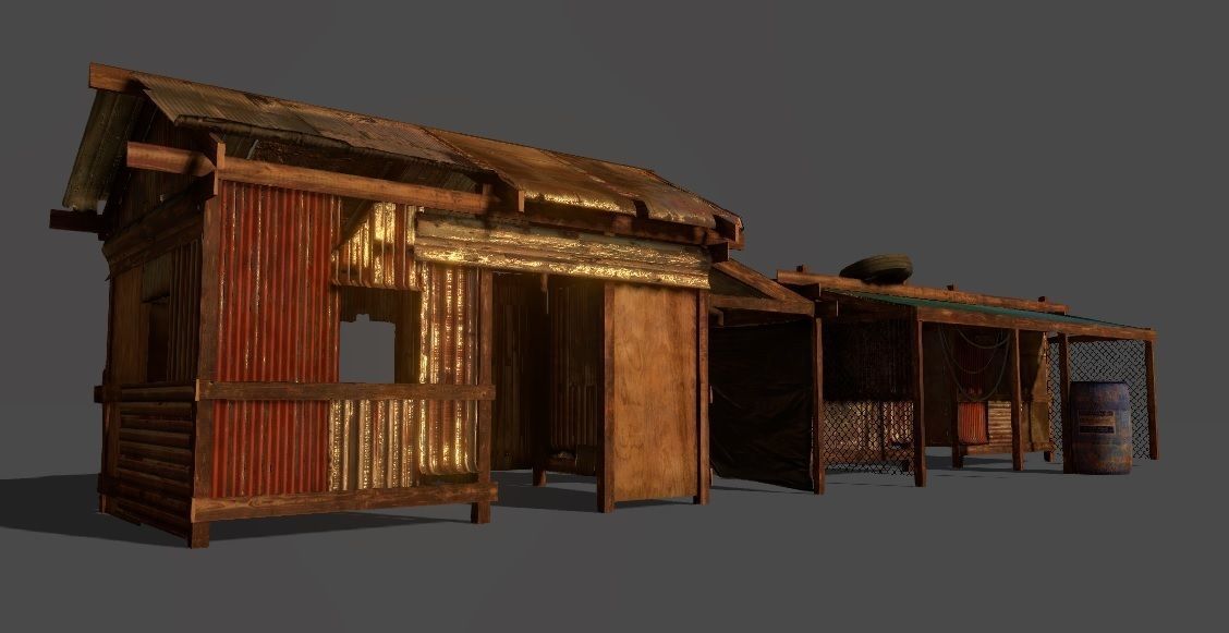 Lowpoly shanty houses Low-poly 3D model_5