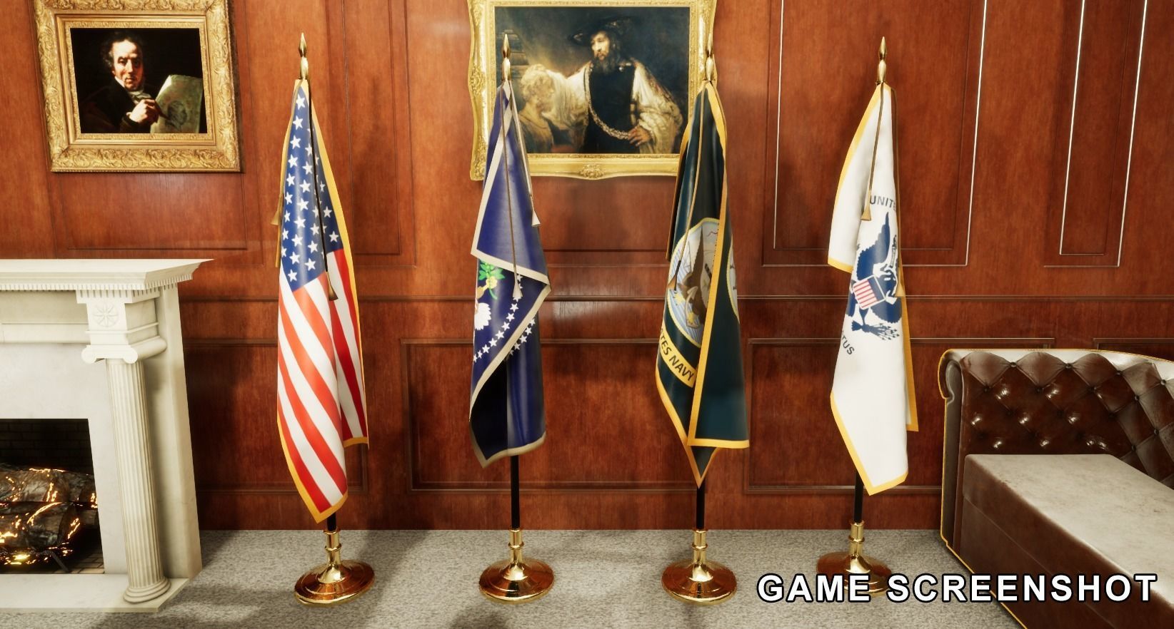 Flag USA American Low-poly 3D model_4