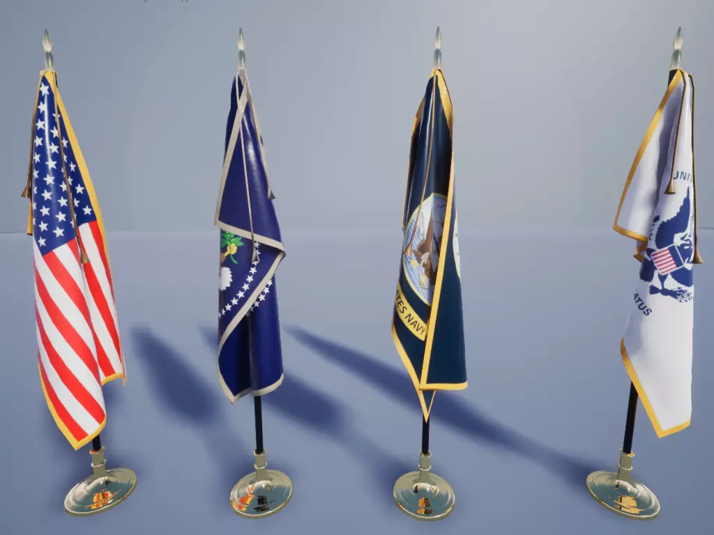 Flag USA American Low-poly 3D model_0