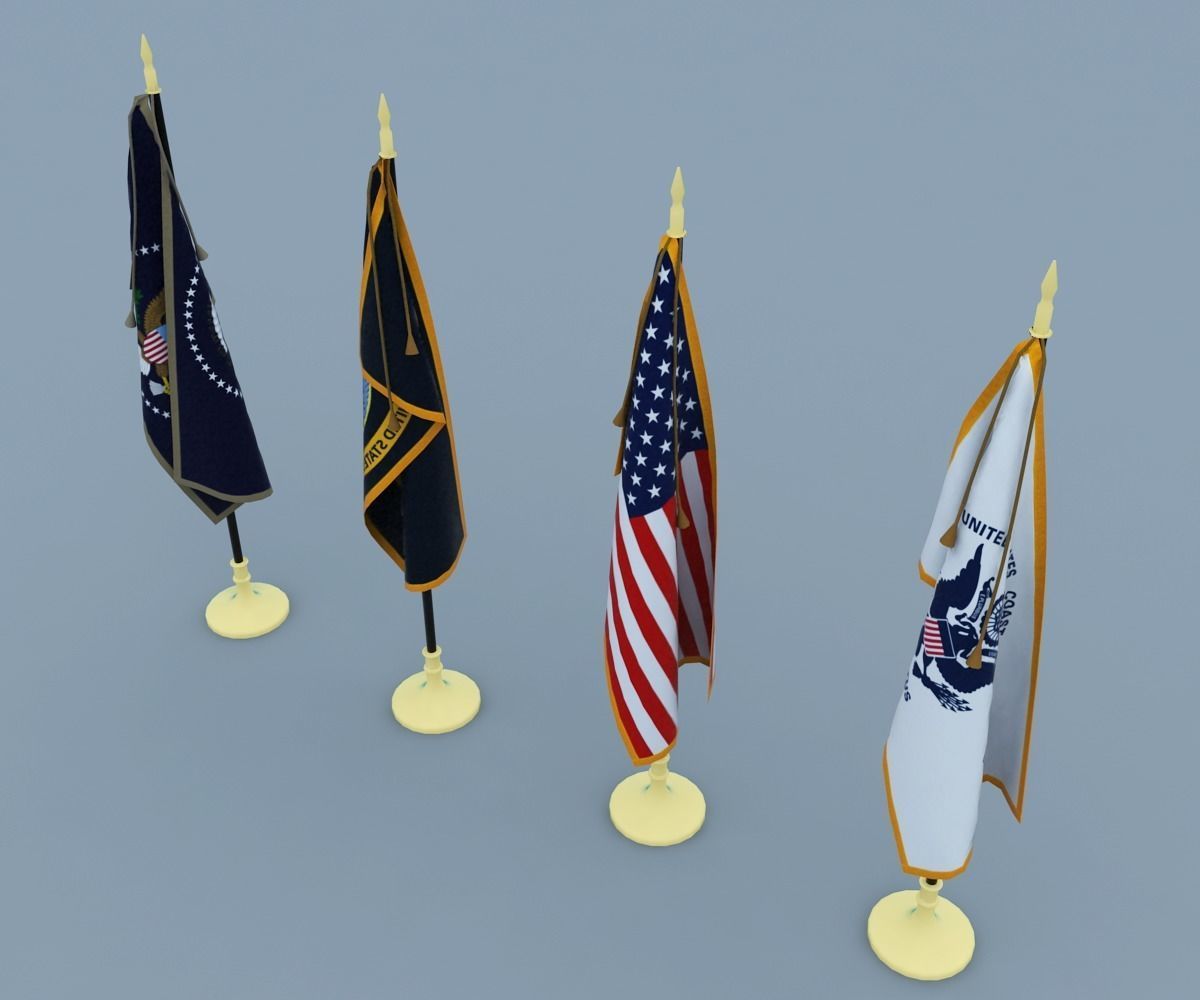 Flag USA American Low-poly 3D model_7