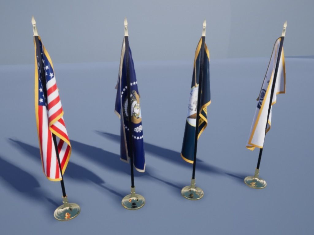 Flag USA American Low-poly 3D model_1