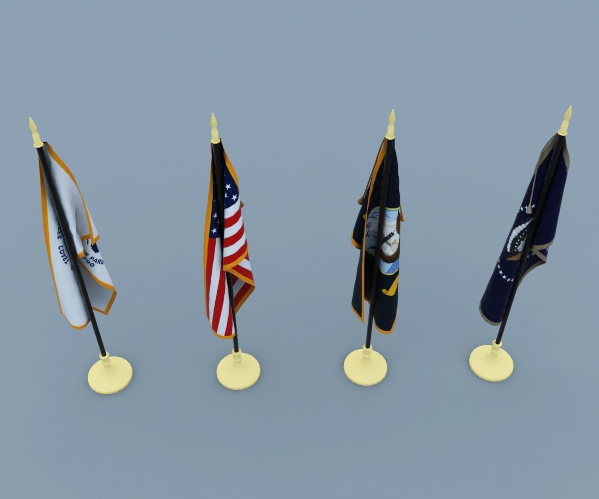 Flag USA American Low-poly 3D model_8