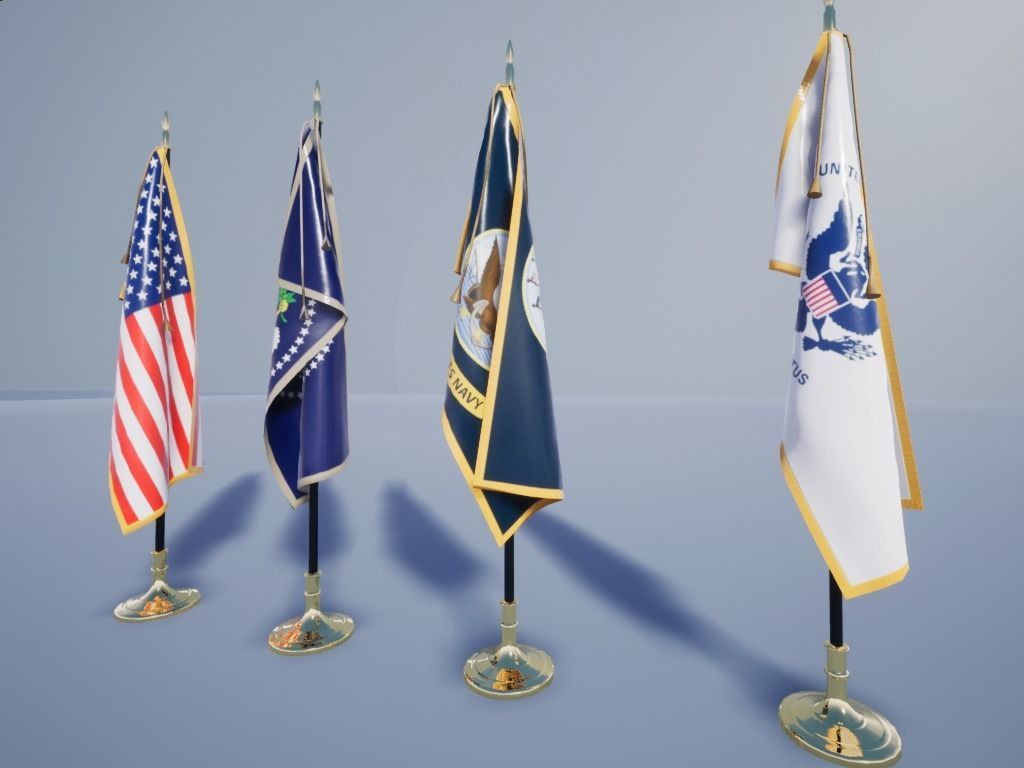 Flag USA American Low-poly 3D model_2