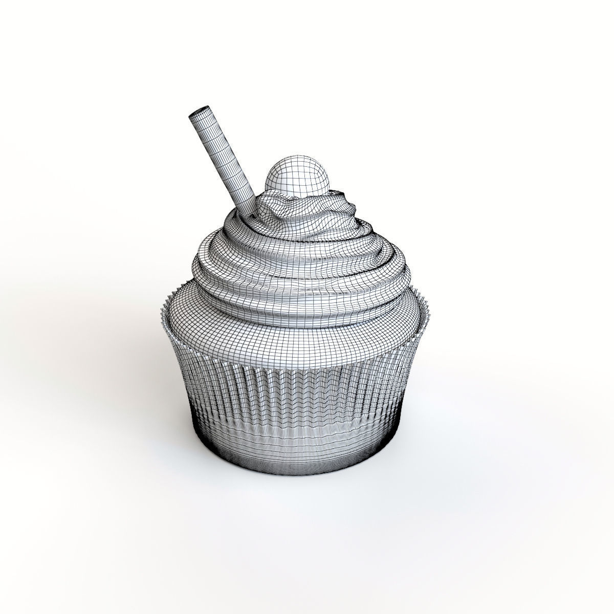 Cupcake with chocolate cream 3D model_11