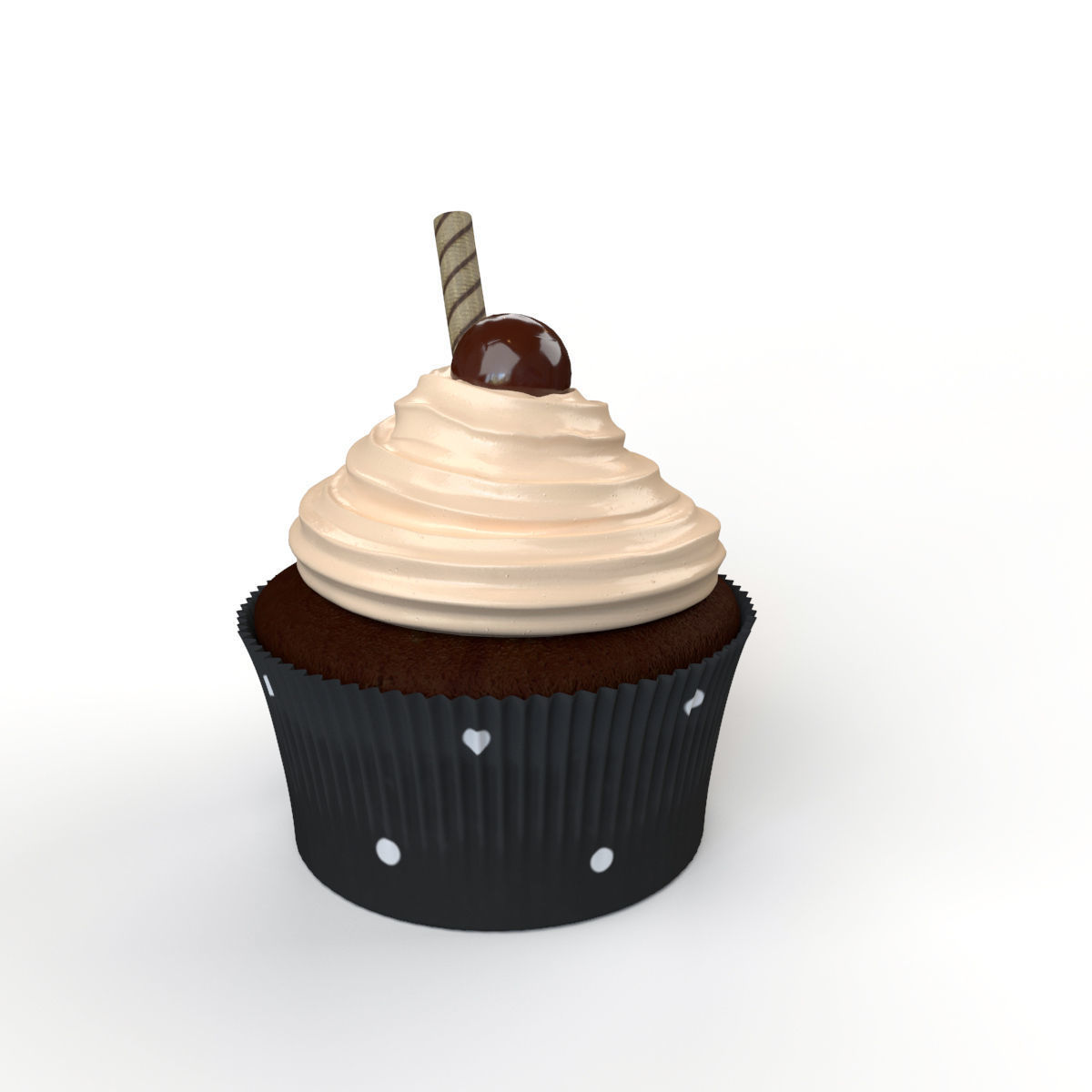 Cupcake with chocolate cream 3D model_5
