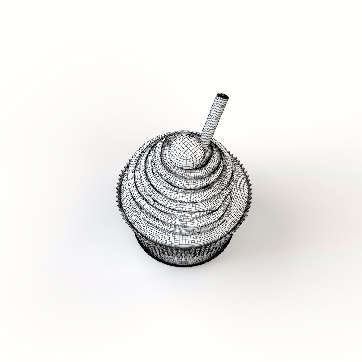 Cupcake with chocolate cream 3D model_13