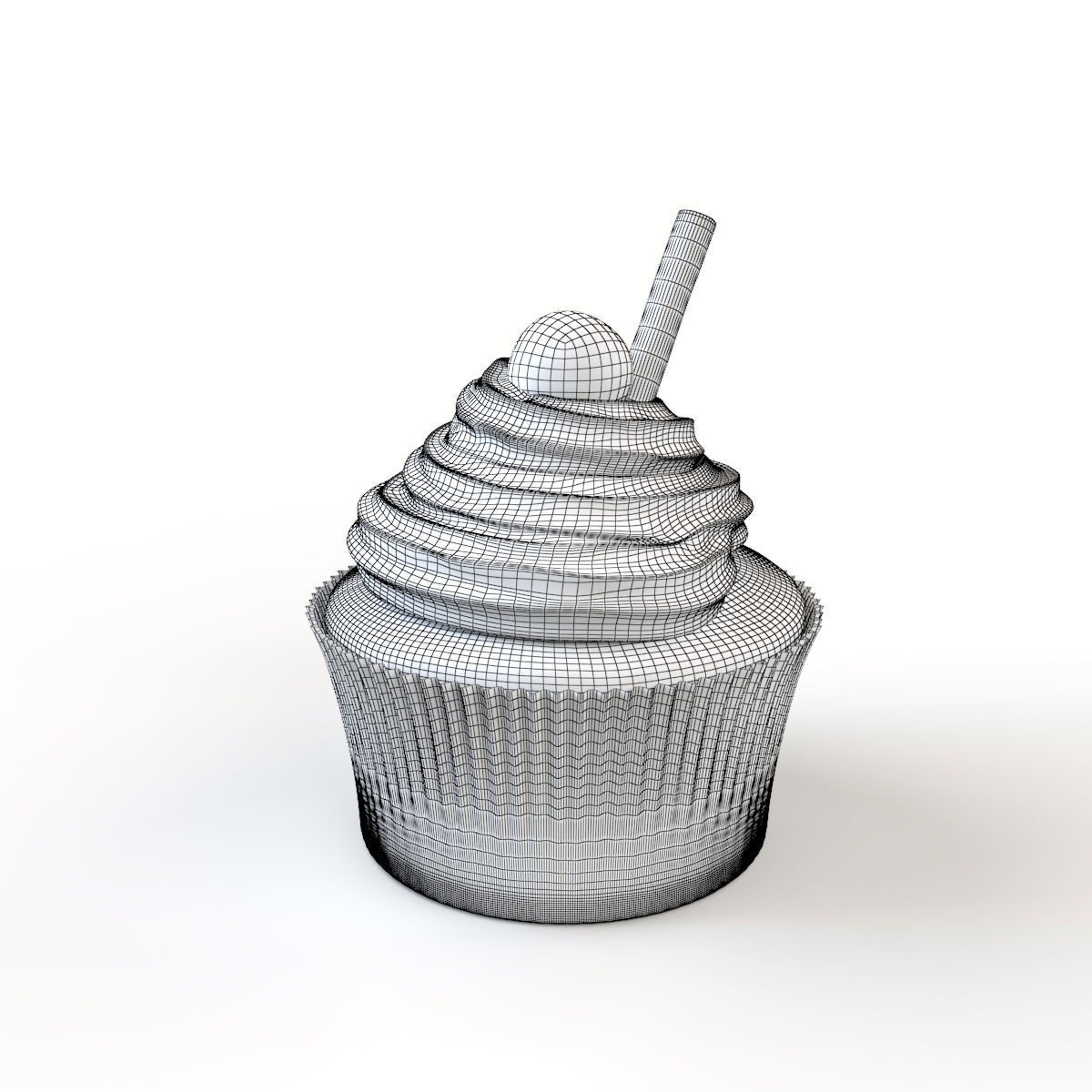 Cupcake with chocolate cream 3D model_8
