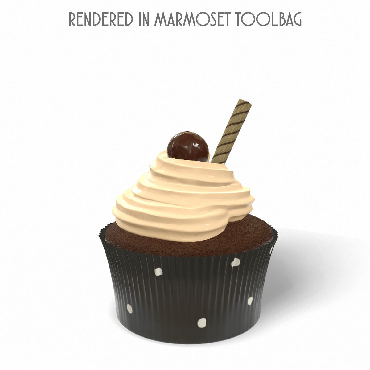 Cupcake with chocolate cream 3D model_7