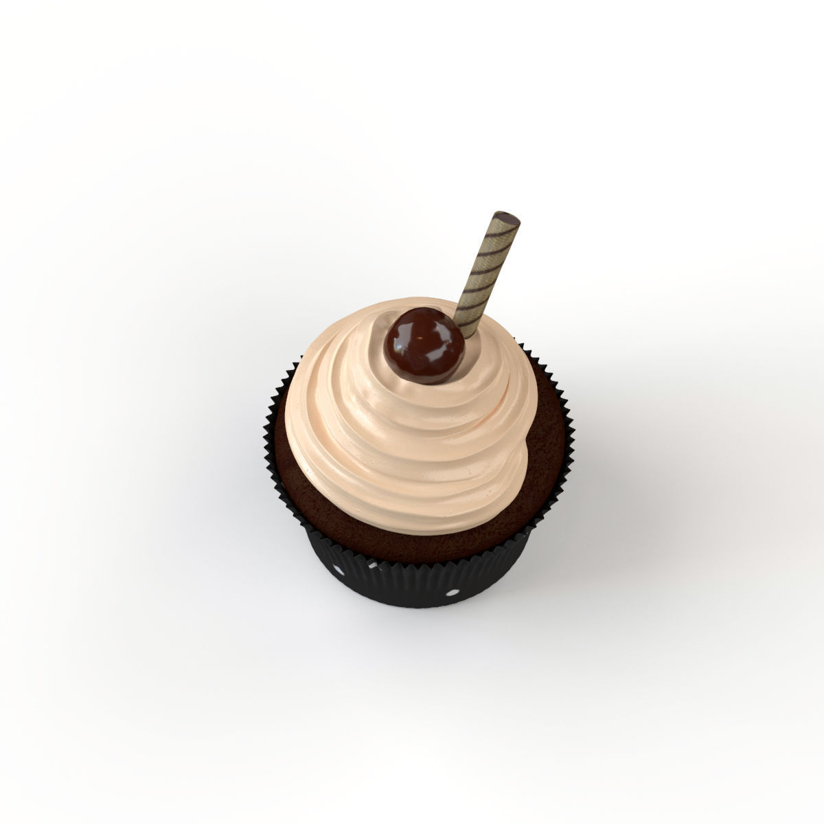 Cupcake with chocolate cream 3D model_6