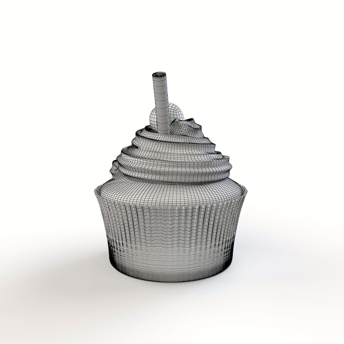 Cupcake with chocolate cream 3D model_10