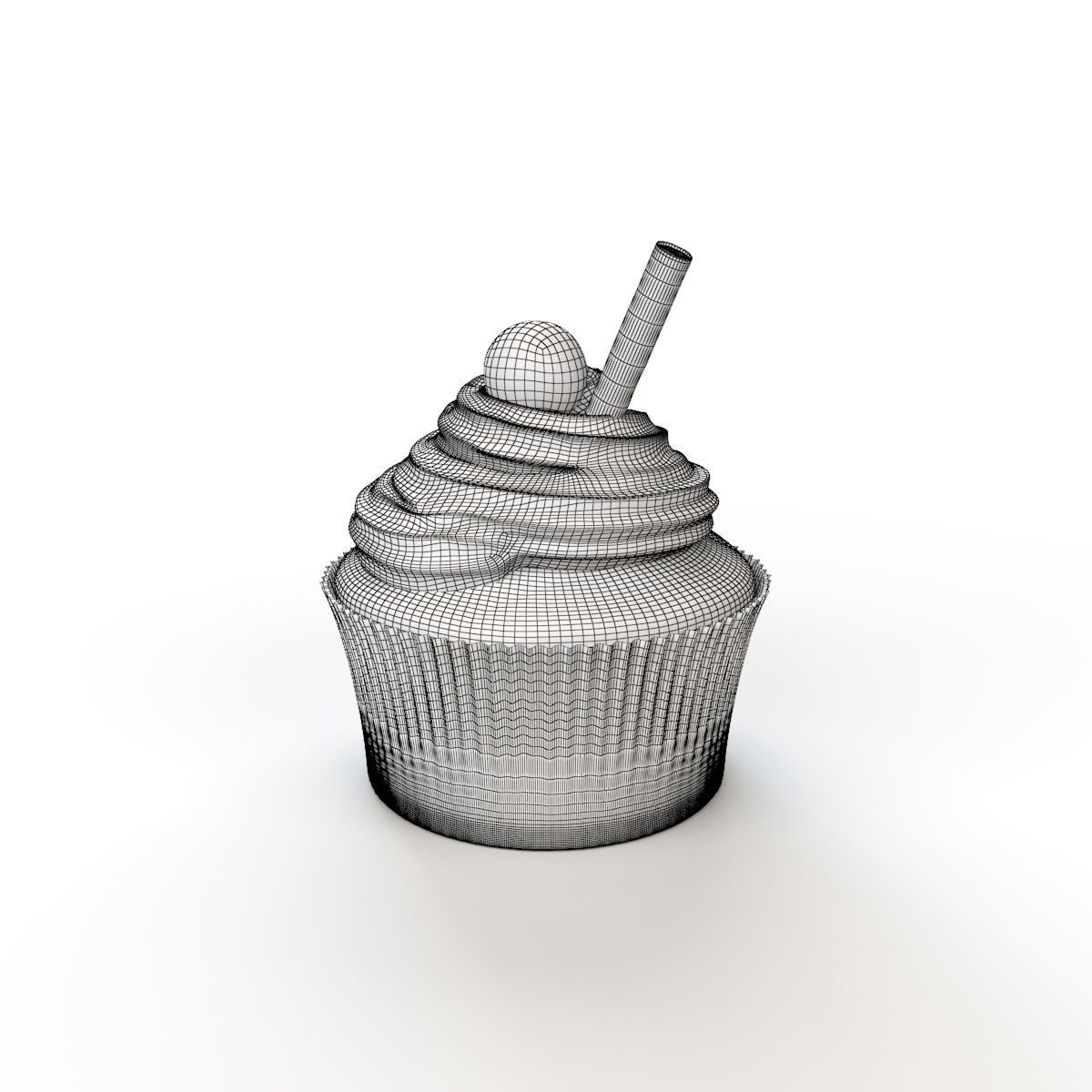 Cupcake with chocolate cream 3D model_9