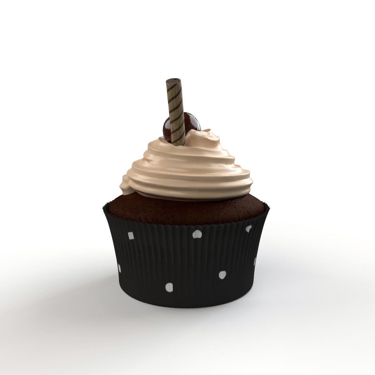 Cupcake with chocolate cream 3D model_3