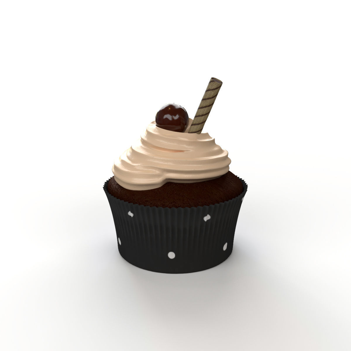 Cupcake with chocolate cream 3D model_2