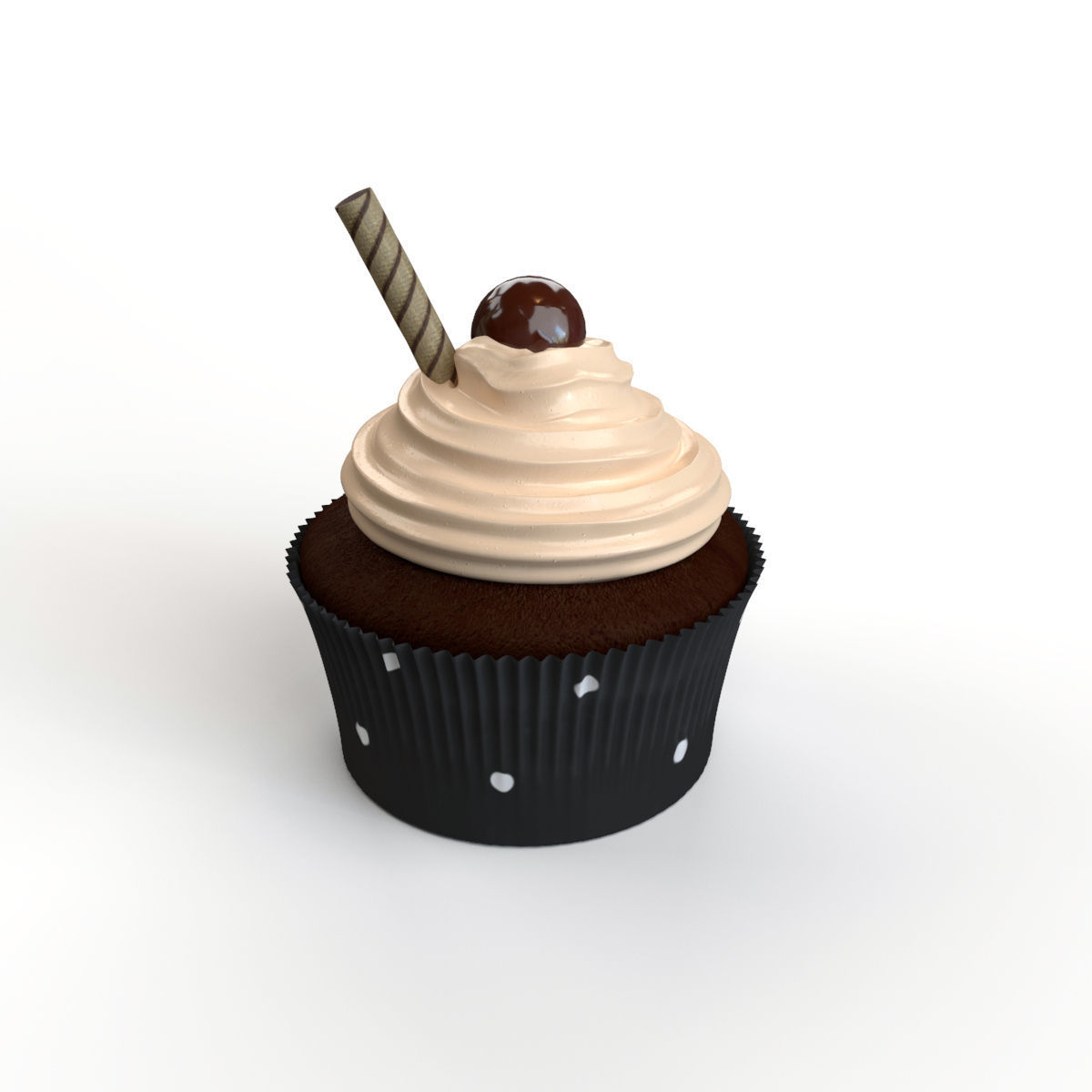 Cupcake with chocolate cream 3D model_4