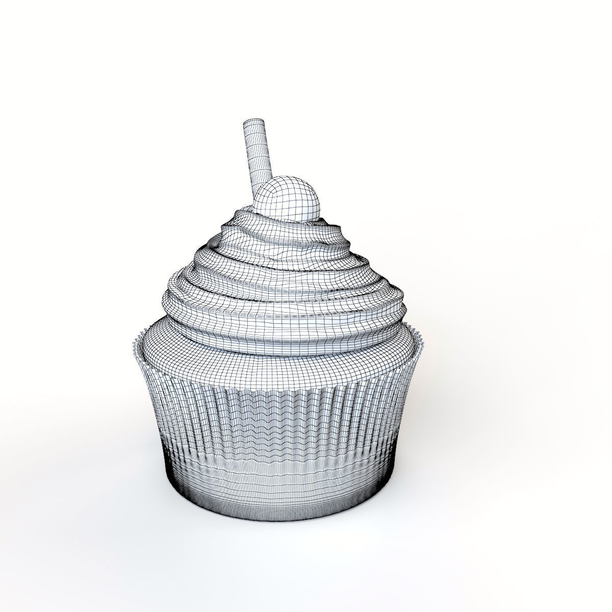 Cupcake with chocolate cream 3D model_12