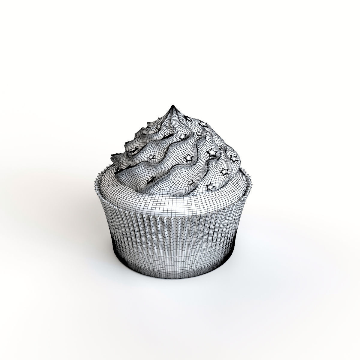 Cupcake with marshmallows 3D model_12