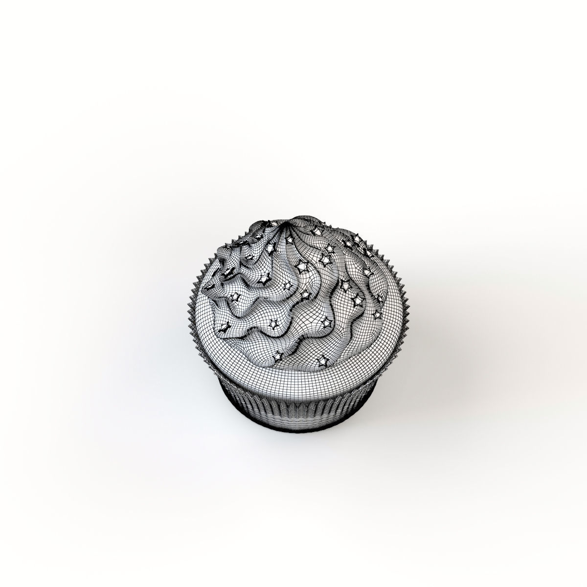 Cupcake with marshmallows 3D model_11