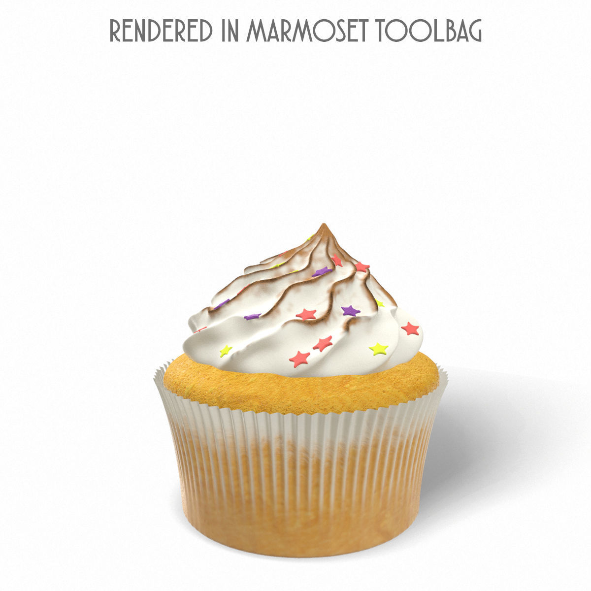 Cupcake with marshmallows 3D model_7