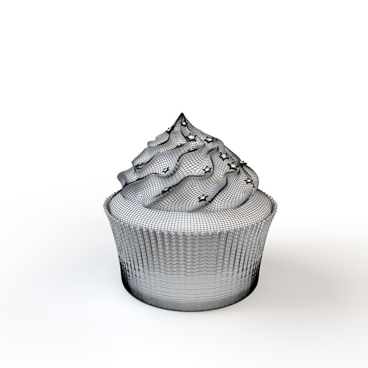 Cupcake with marshmallows 3D model_9