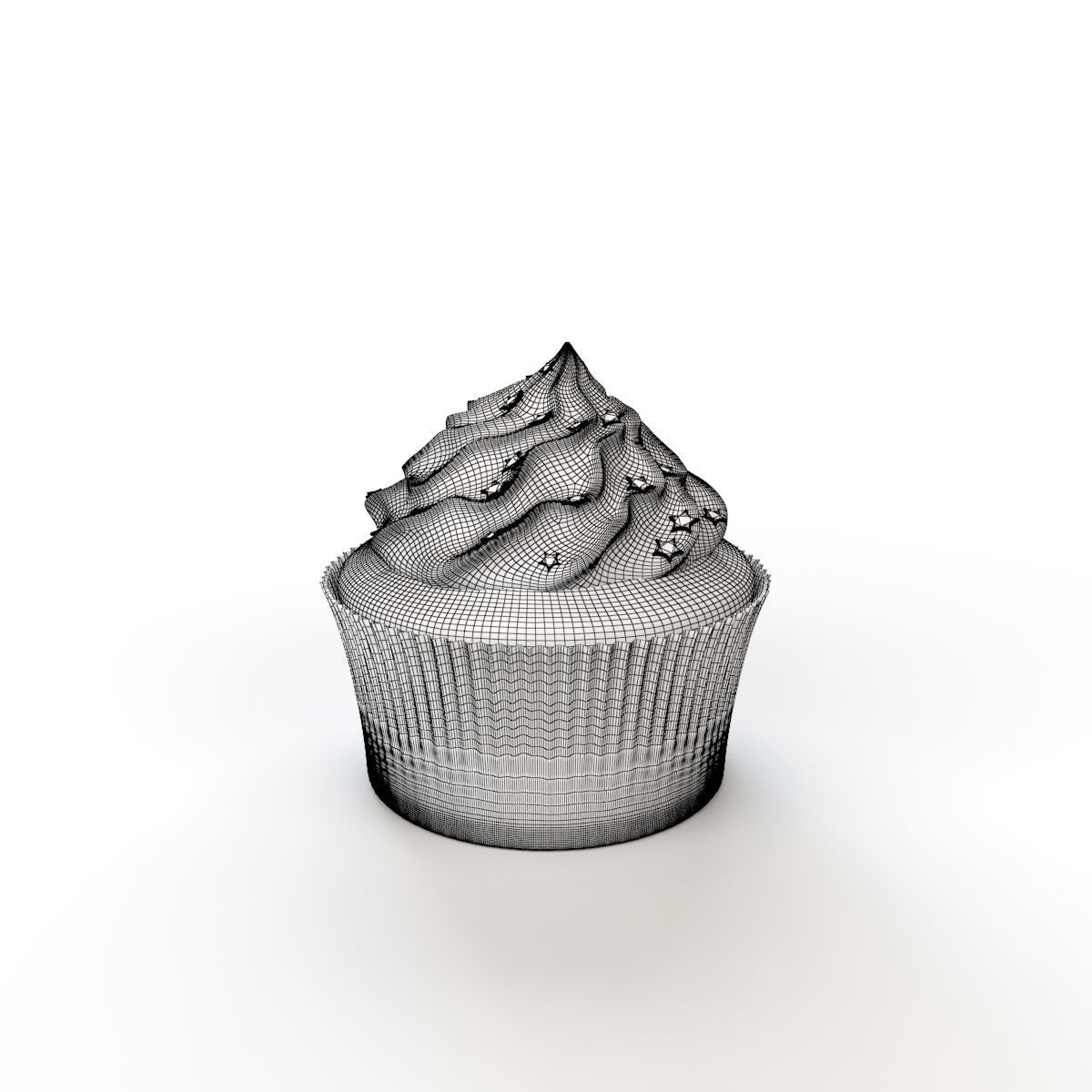 Cupcake with marshmallows 3D model_8