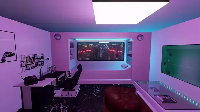 Neon Lights Bedroom Design