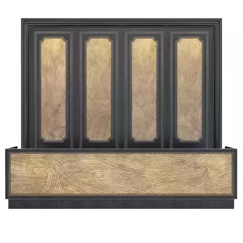 Reception desk with gold panels