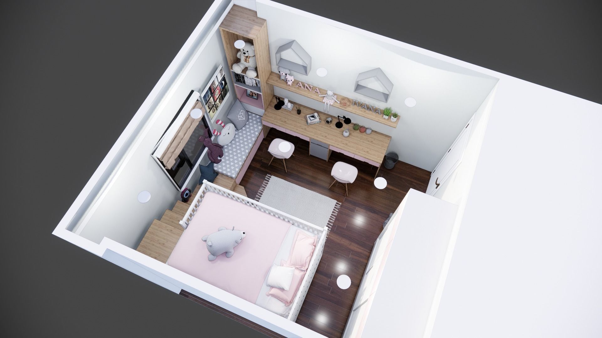 modern kids child room 3d Low-poly 3D model_5