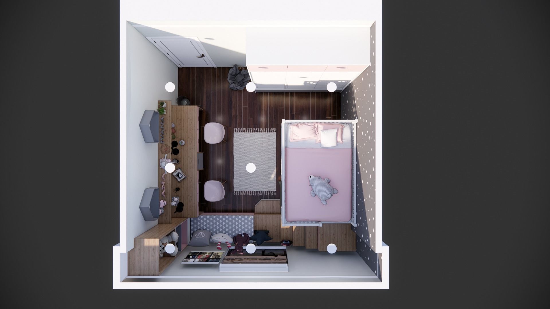 modern kids child room 3d Low-poly 3D model_4