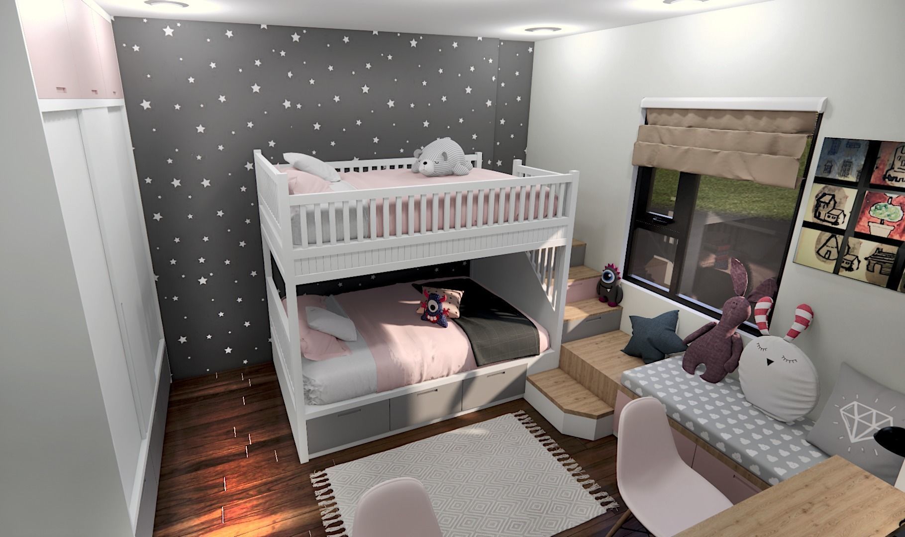 modern kids child room 3d Low-poly 3D model_2