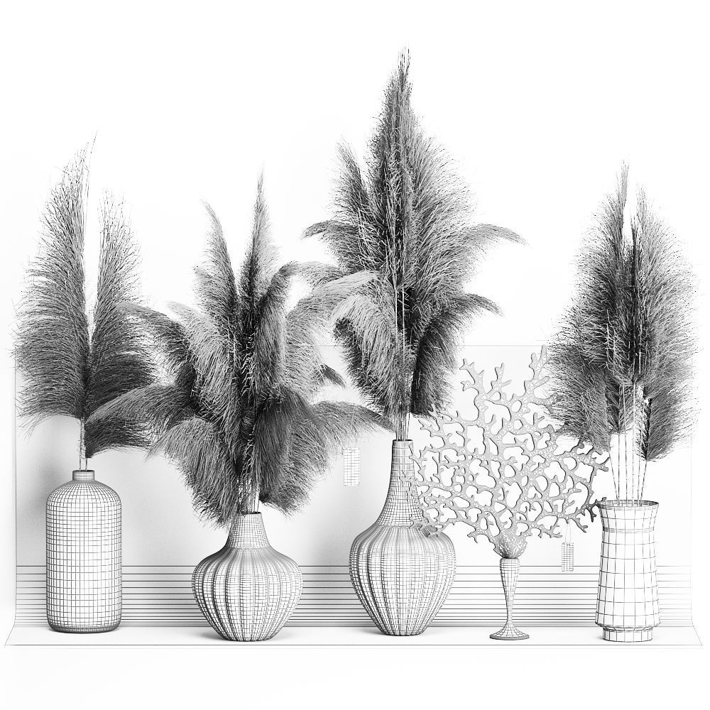 dry reed shelf decor collection 3D model_8