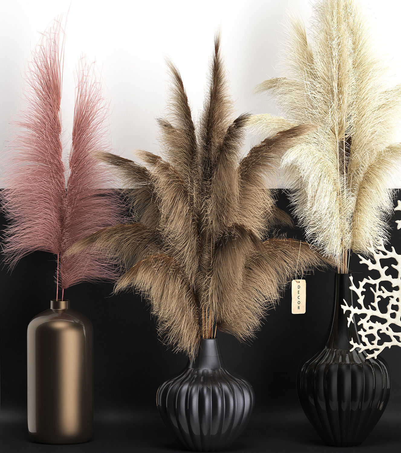 dry reed shelf decor collection 3D model_2