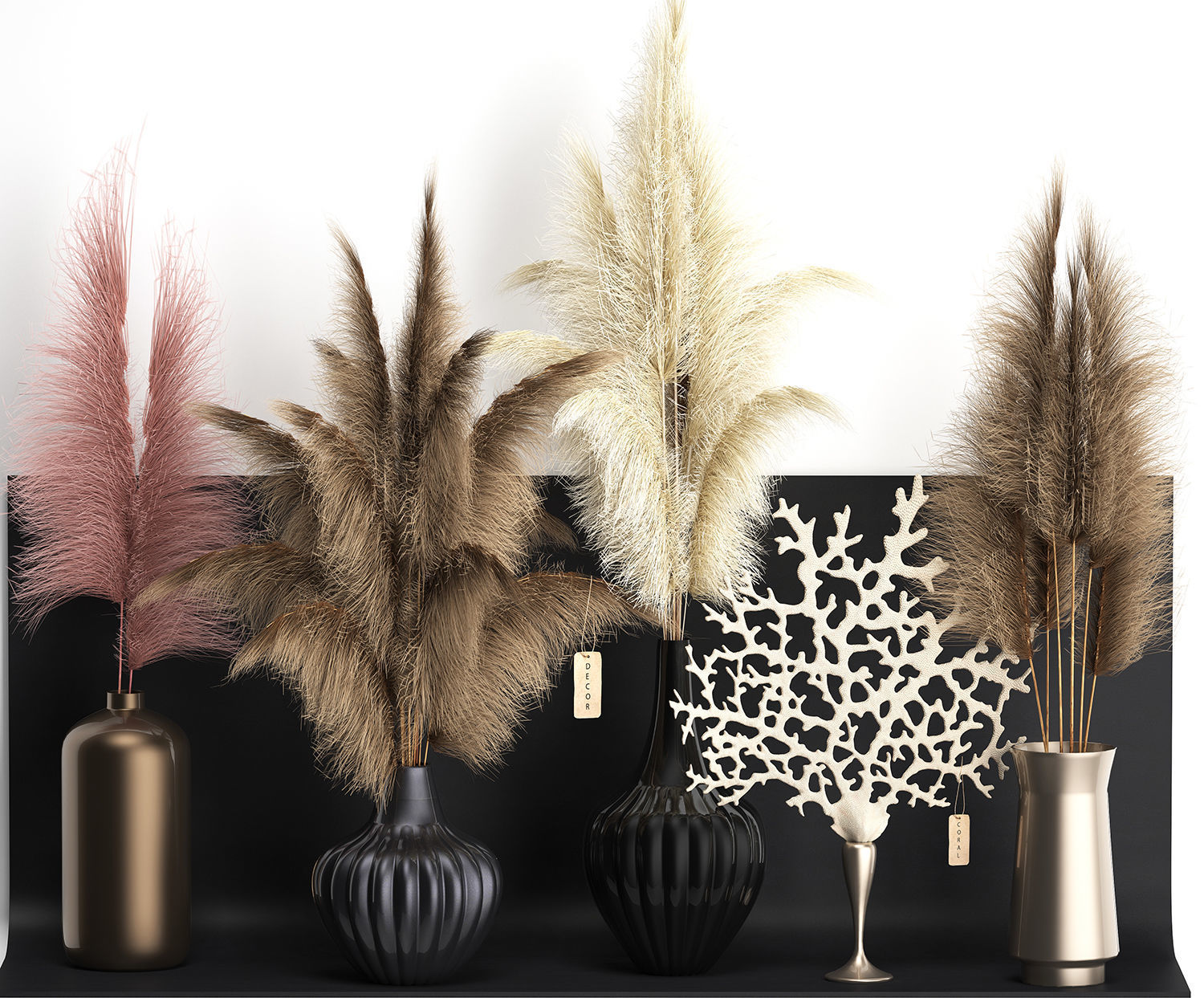 dry reed shelf decor collection 3D model_4