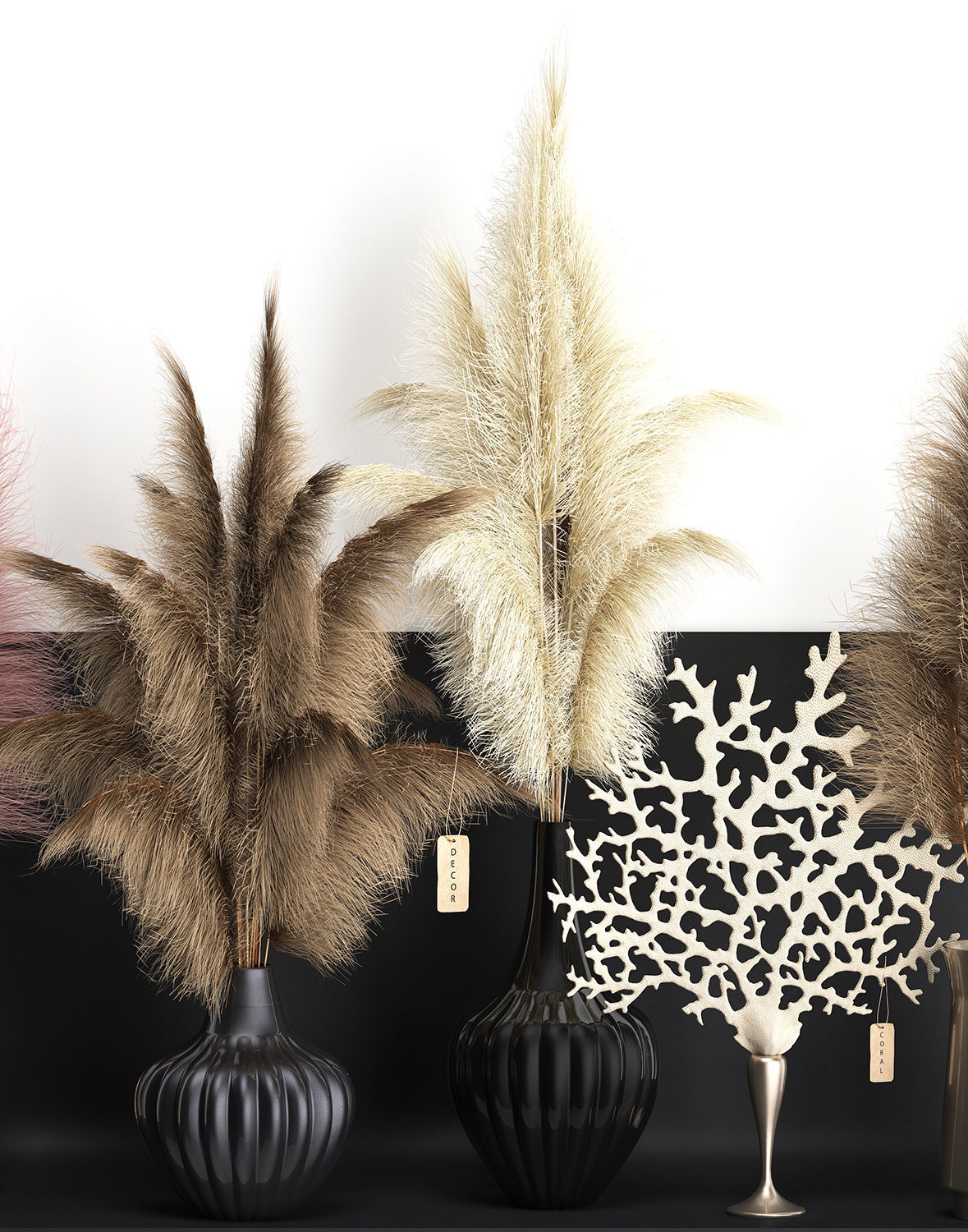 dry reed shelf decor collection 3D model_5