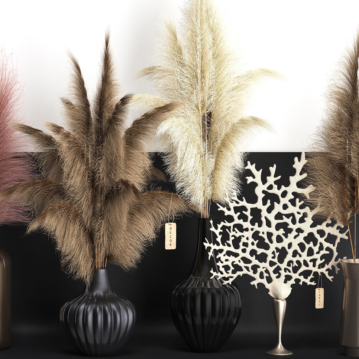 dry reed shelf decor collection 3D model_1