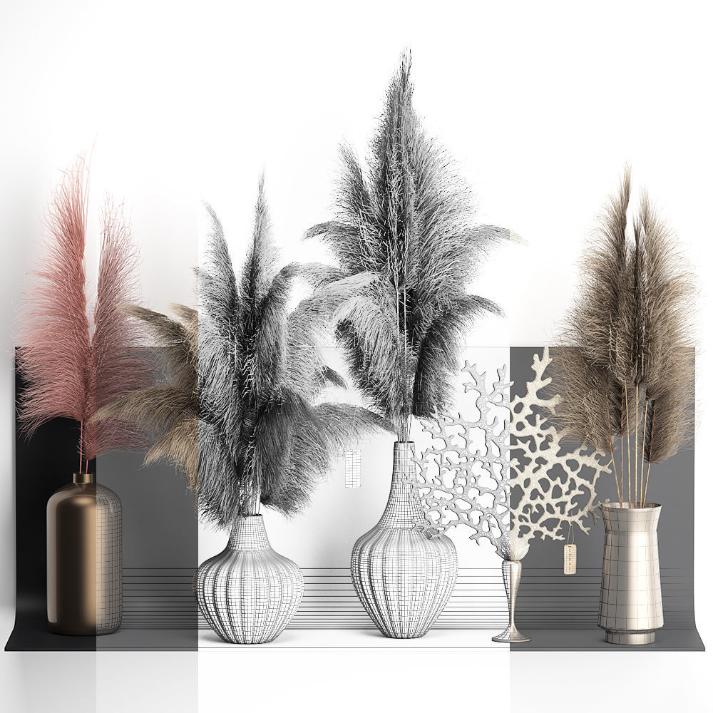 dry reed shelf decor collection 3D model_6