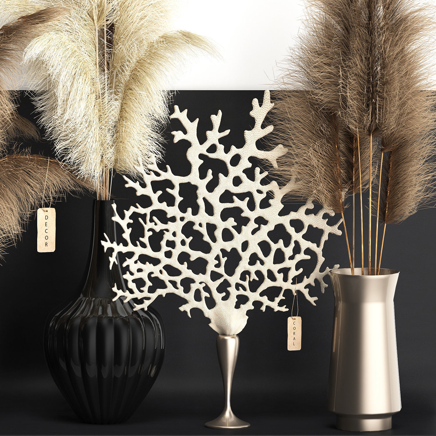 dry reed shelf decor collection 3D model_3