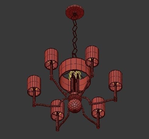 Hudson light chrome chandelier with shades 3D model_4