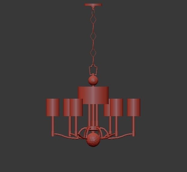 Hudson light chrome chandelier with shades 3D model_2