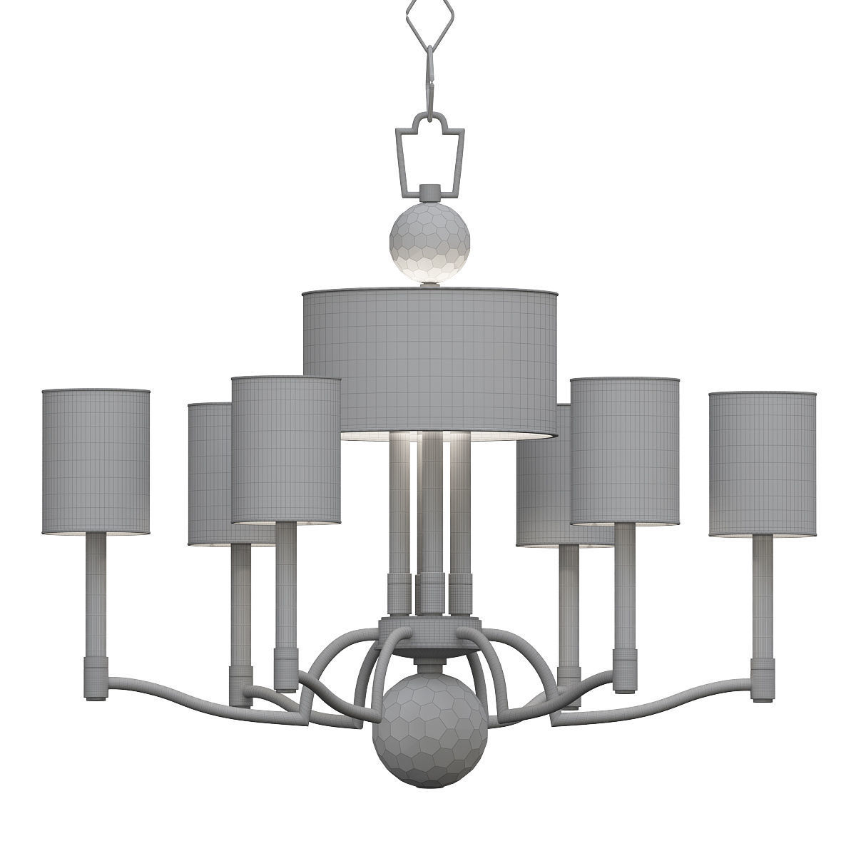 Hudson light chrome chandelier with shades 3D model_1