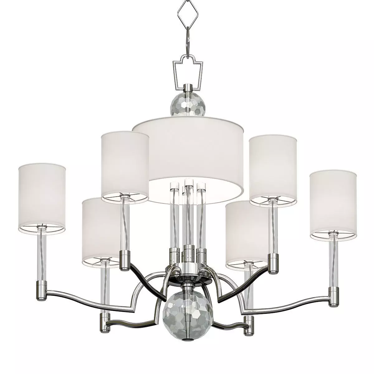 Hudson light chrome chandelier with shades 3D model_0
