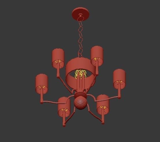 Hudson light chrome chandelier with shades 3D model_3