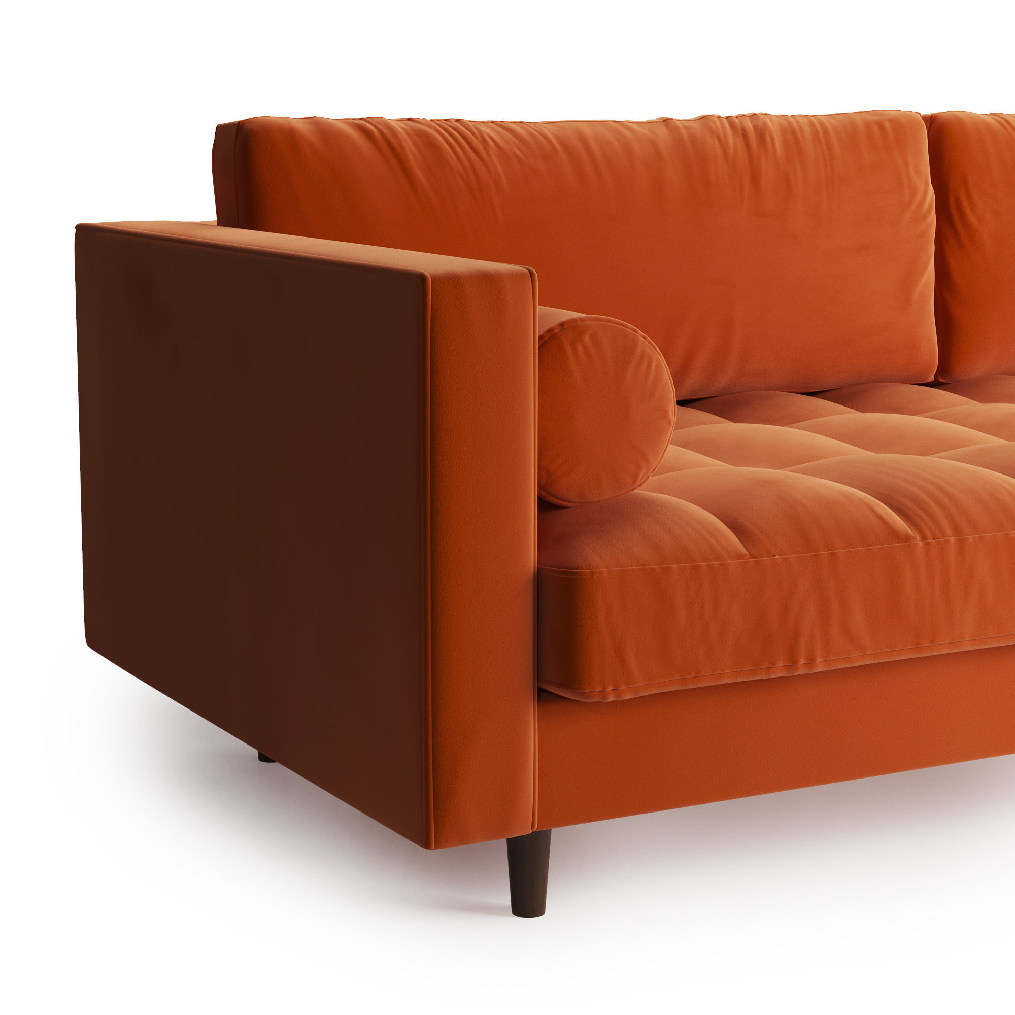 Scott 3 Seater Sofa Cotton Velvet 3D model_1